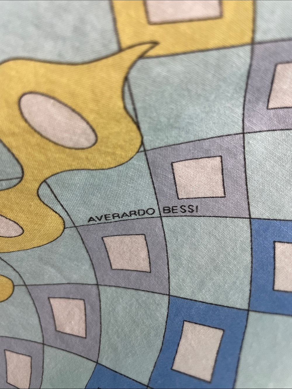 Averardo Bessi Light Blue Geometric Maxi Dress, Collared Long Sleeve, Size 14 - Picture 8 of 11